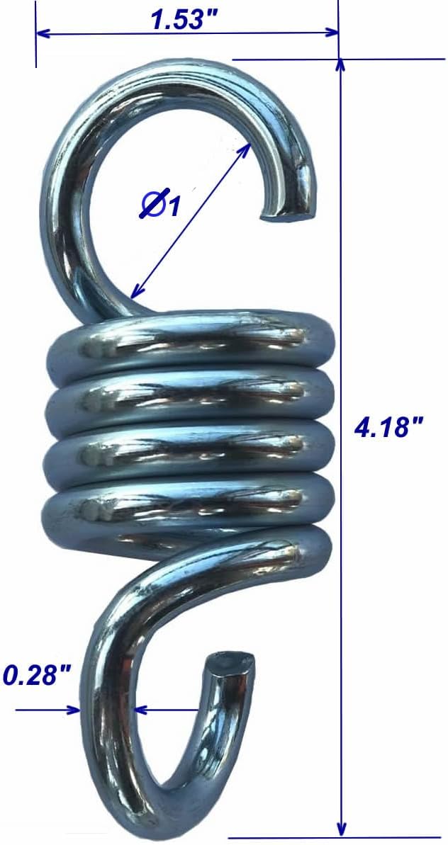 Alemon 800lbs Capacity Hammock Chair Spring, 4 Inch Porch Swing Springs Suspension Hangers Hooks Replacement for Outside Garden Patio Porch Swing Chairs Seat, Heavy Duty, 2 Pieces image 3