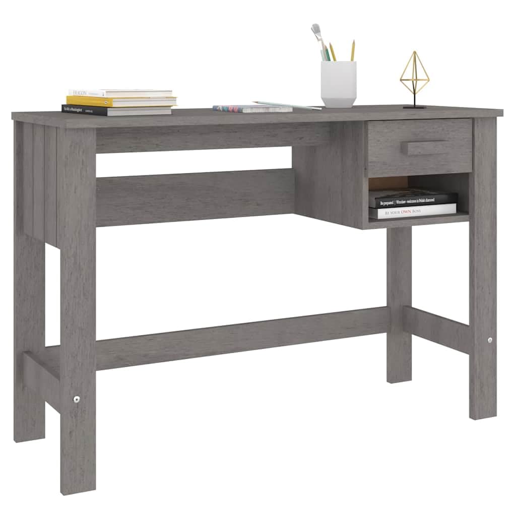 Scrivania 110 x 40 x 75 cm in legno di pino massiccio grigio chiaro con
