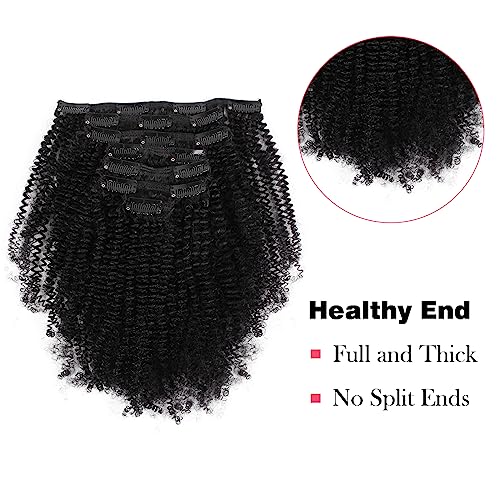 Sassina 4B 4C Afro Coily Clip in Hair Extensions Human Hair for Black Women Double Wefts Remy Afro Kinky Curly Clip ins Extensions 7 Pieces 120 Grams With 17 Clips 4AC 14 Inch - Thumbnail 6