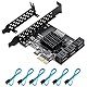 ASM1166 PCIe 3.0 x1 SATA III 6Gbps Erweiterungskarte - 6 Ports + 6 Kabel | Kompatibel mit Win10/Ubuntu/Synology | Plug & Play | Hot-Swap | LED-Überwachung | AHCI/IDE-Modus