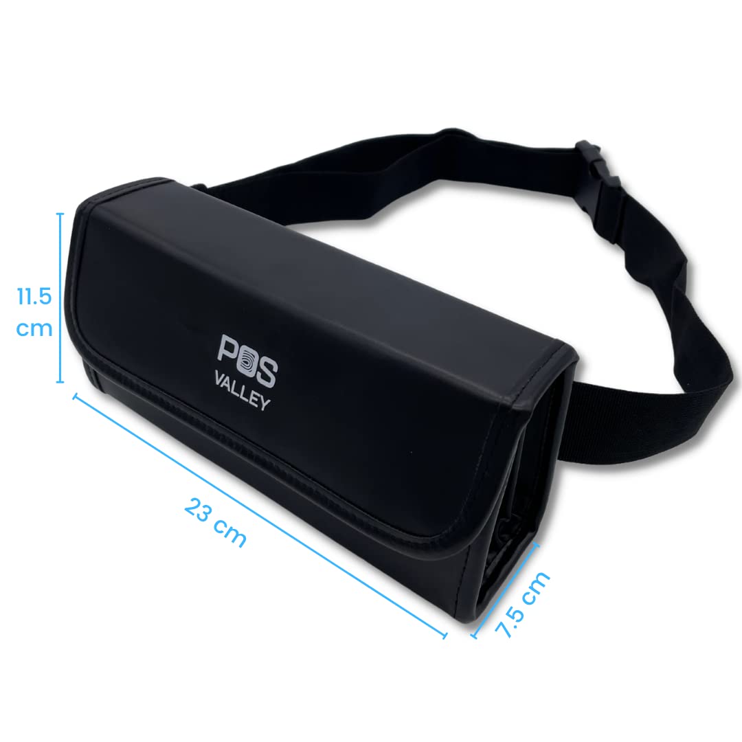 Professionelle Gürteltasche, Geldbörse inkl. 5 Euro-Wechselfächer, 4 Geldscheinfächer, Magnetverschluss - 23 x 11 x 7 cm - Schwarz