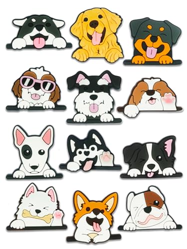 12PCS Dog Shoe Charms for Croc Bubble Slides Clogs Sandals Puppy Shoe Accessories Decorations for Girls Women Teens Adults (Dog)