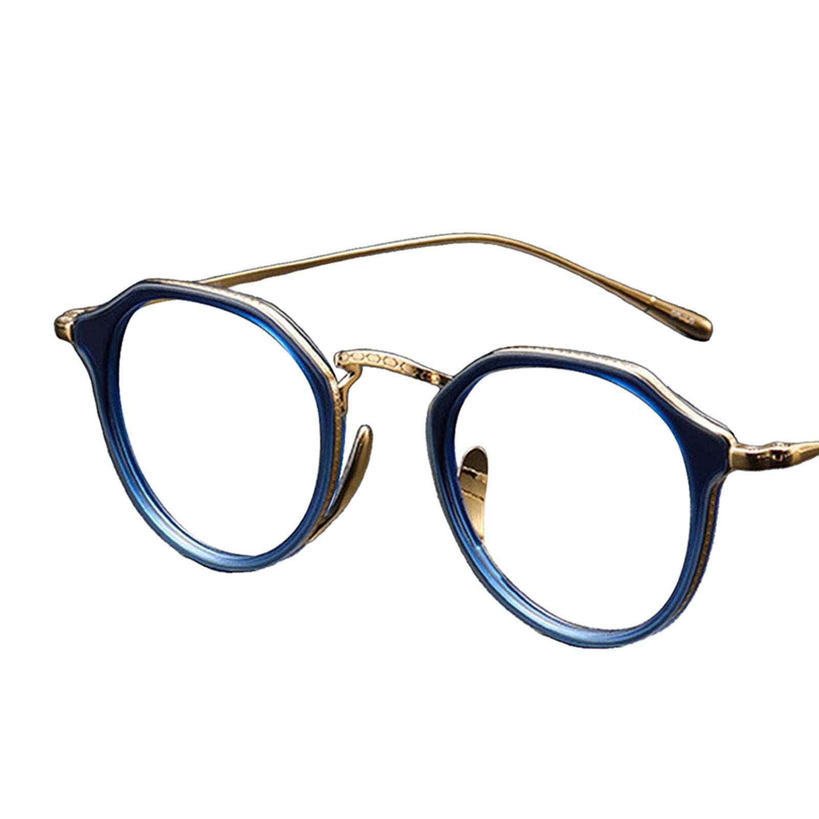 Lunettes Rétro Monture Pure Titane Monture de Vue Pleine Ronde Vintage Ultralégère à Porter Toute La Journée Convient à Homme Femme Étude Trav