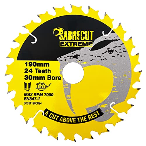 1 x SCCSF190CR24 SabreCut 190mm 24T x 30mm Bore Circular Saw Blade