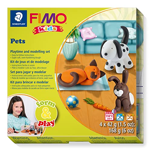 Staedtler Fimo Kids Form & play, Pain de Pâte à Modeler 42 g de Haute Qualité, Extrêmement Souple, pour Enfant, 8034 02 LZ