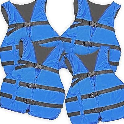 4 Pack Life Jacket Paddle Vest; Coast Guard Approved Type III PFD Life Vest Flotation Device; Jet ski, Wakeboard, Kayak; Ideal Extra Life Jacket for Pontoon Boat