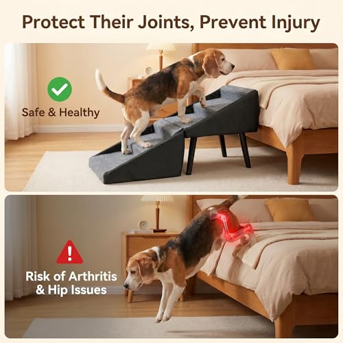 Foldable Dog Stairs for Small Dogs – 2-in-1 Pet Steps & Ottoman – Non-Slip Wooden Steps for Couch, Ideal for Puppies, Seniors & Injured Dogs - Image 4