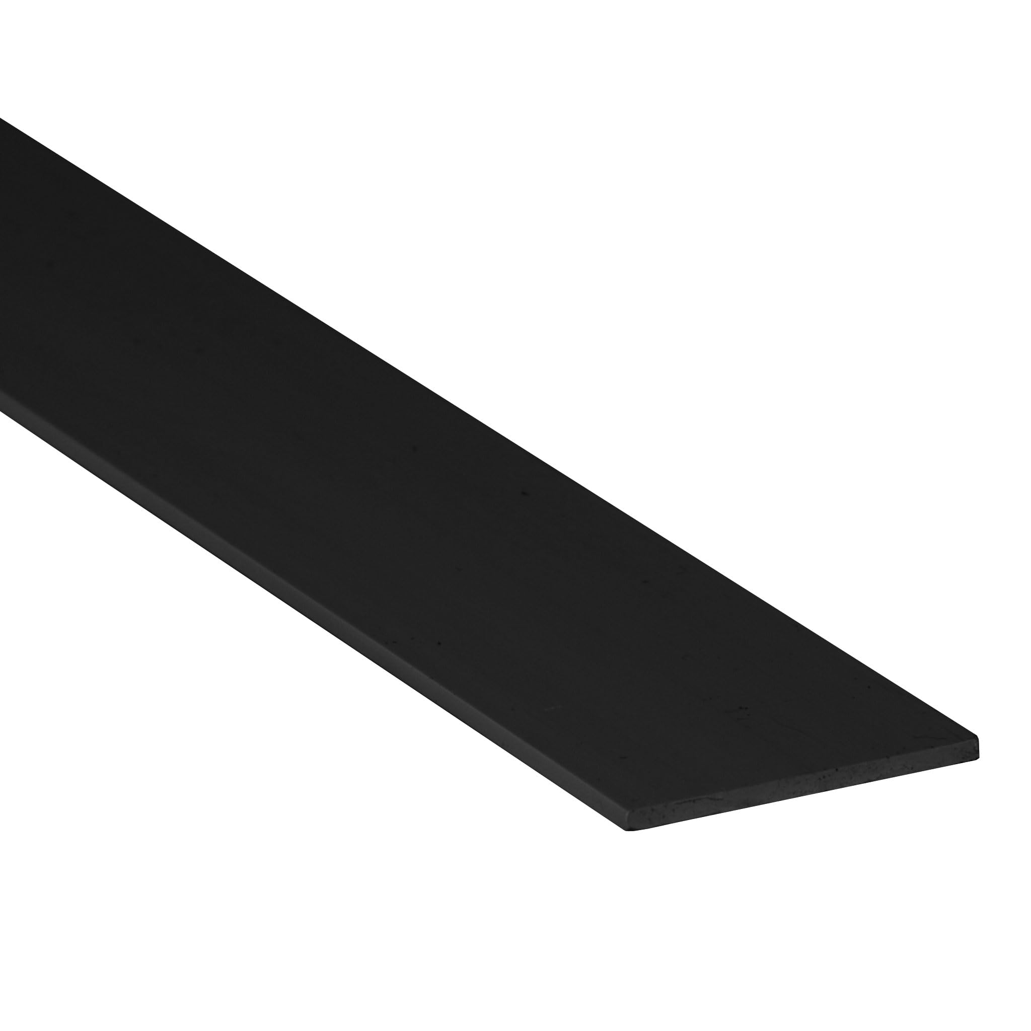 Black PVC Flat Strip Bar, 75mm x 3mm x 1 Metre, Solid Plastic Profile