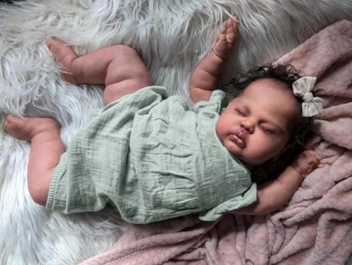 Muñeca Realista Reborn Baby Doll Negra 24 Pulgadas miniatura 1