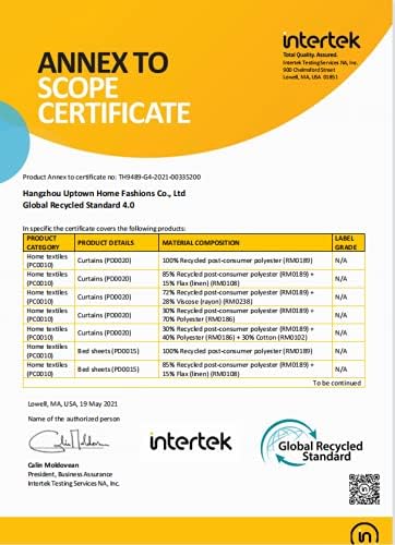 Miniatura 9 de Cortina de granja con diseño de rayas en espiga de botellas de plástico recicladas, 54 pulgadas de ancho x 63 pulgadas de largo, textura de lino