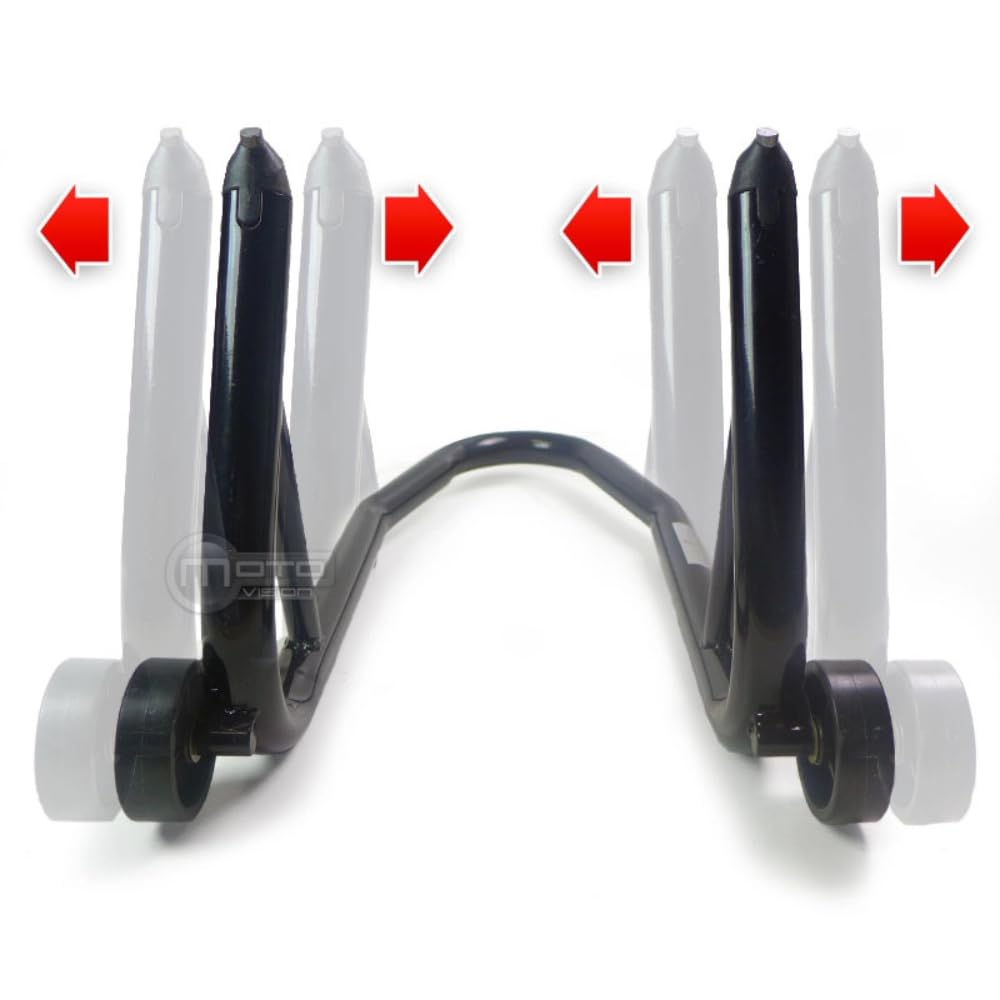 Cavalletto Anteriore Moto Universale per Attacco Sotto Forcelle - Compatibile con Forcelle Rovesciate e Standard (Rosso)