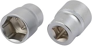 Aexit 1/2-inch Square Hand Operated Tools Drive 24mm 6 Point Socket Impact Adapter Silver Tone 2pcs Model:98as98qo145