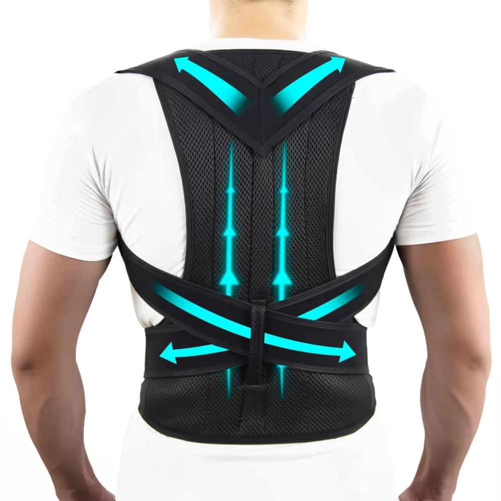 Corrector de postura hombres y mujeres faja de soporte lumbar ajustable negra tallas grandes XL