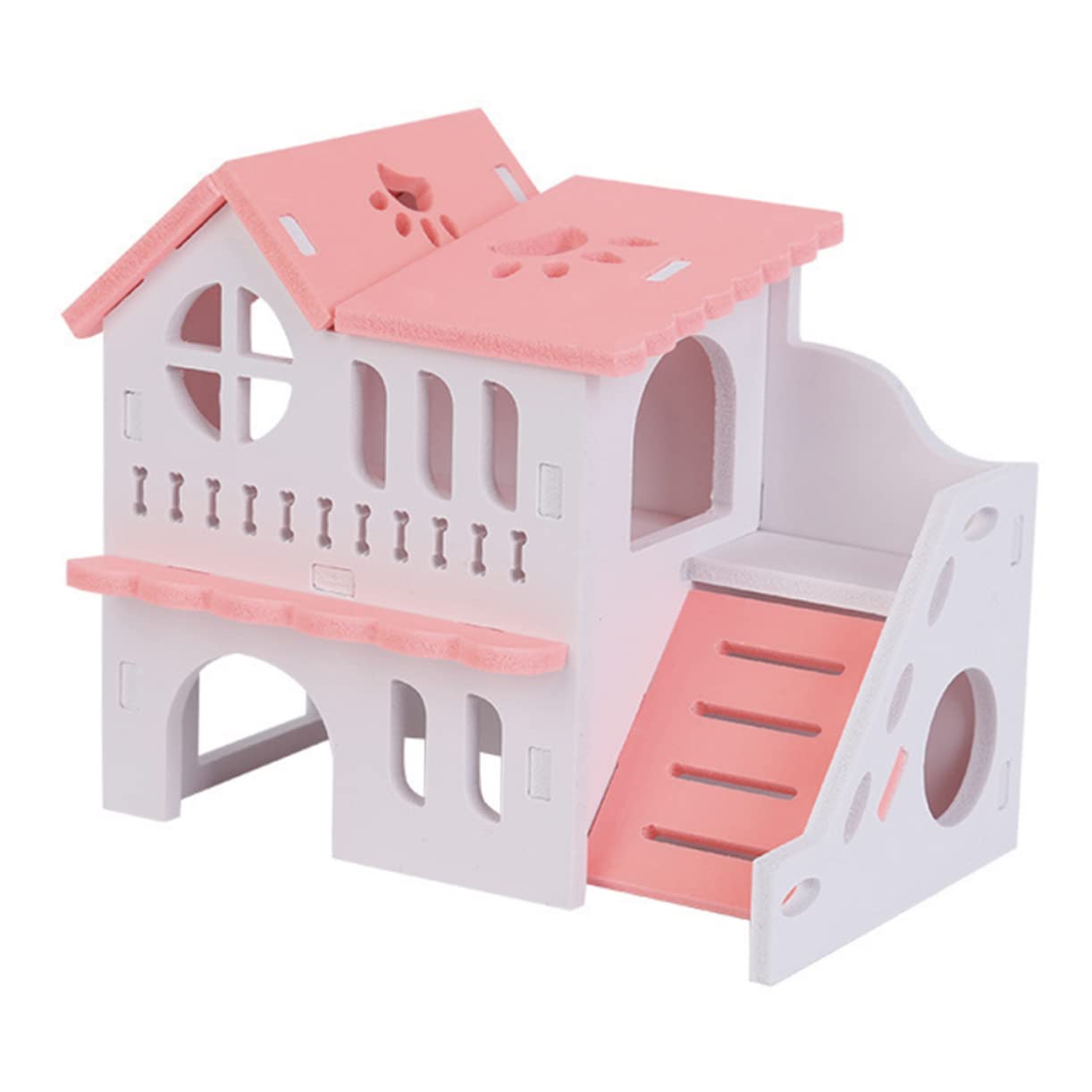 WOONEKY Hamster Animal Hideout House Double Wooden Hut Play Toy for Hamsters Gerbils and Pets Ideal Pet Playground and Hideaway