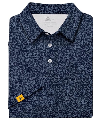 Image of ZITY Mens Golf Polo Shirts Short Sleeve UPF 50+ Performance Moisture Wicking Print Pattern Casual Collared Golf Shirt for Men