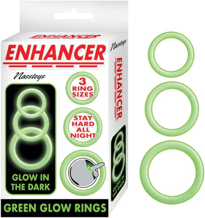 Juego de 3 anillos de brillo verde potenciador