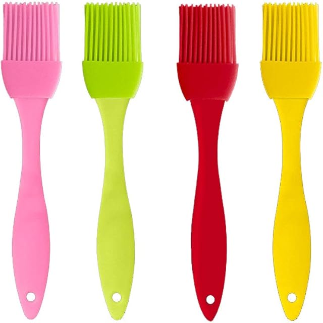 XINGSUI Silicone Cooking Brush,BBQ Brush Set,Easy Clean Multiple Color 4pcs for BBQ,Basting,Baking, Pastry, Cooking