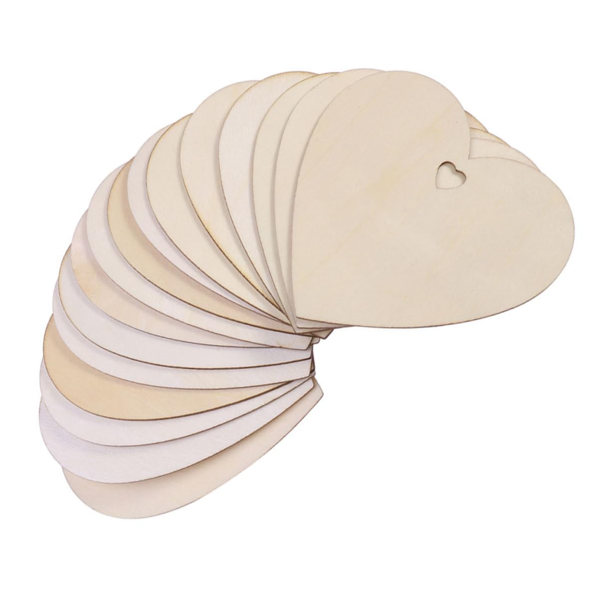 Housoutil DIY Wood Slices 50pcs Heart Design 100mm Smooth Sanded for Painting Decorations