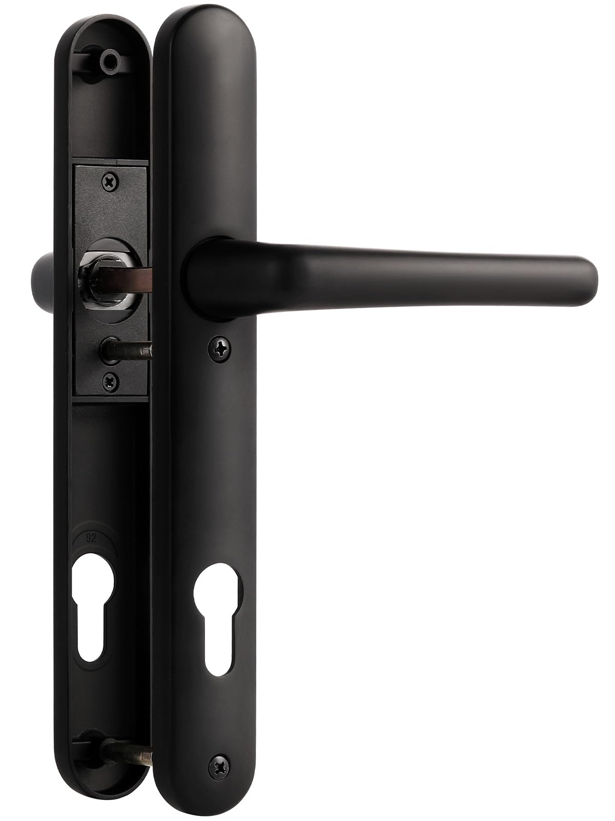 SORWDUERM Black Antique Bronze Door Handles Set 92mm PZ Centres 122mm Screw Hole Distance 220mm Backplate Length Replacement Door Lever for UPVC Composite Timber Door Zinc Alloy