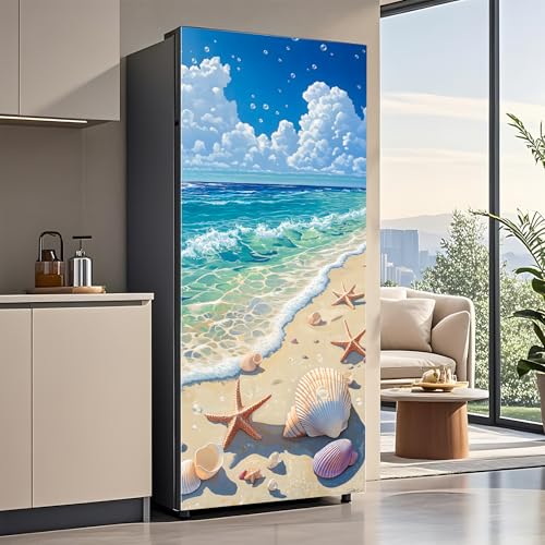 AOHMPT Self-Adhesive Refrigerator Wrap Set - Removable Vinyl Fridge Stickers Peel & Stick Door Mural Decor for Kitchen Bar Office 32.3x78.7