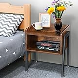 KingSo Industrial Nightstand End Table Stackable Side Table Night Stands for Bedrooms Cabinet for Storage Sofa Bed Side Table for Small Spaces Wook Look Accent Furniture with Metal Frame