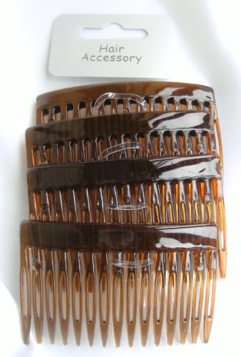 4 x Brown/Tort Plastic Hair Comb Slide Bridal Accessory