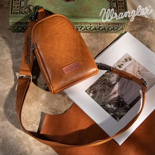 Image of Wrangler Small Sling Bag for Women, Leather Crossbody Bags Cross Body Purse Fanny Packs with Adjustable Strap for Gift