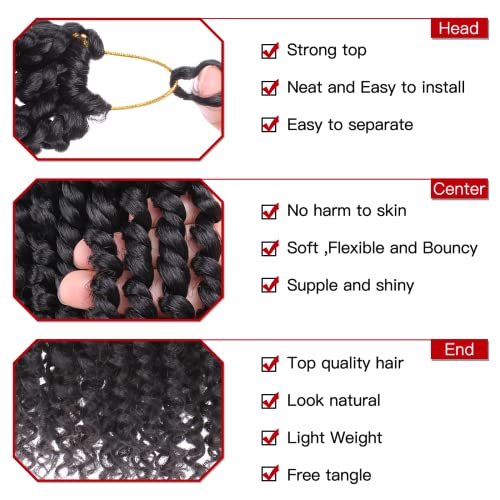 Xtrend 8 Inch 8Packs 12 Strands/Pack Short Black Pre-twisted Passion Twist Hair Pre looped Black Passion Twist Synthetic Braiding Hair Extensions for Black Women(1B#) - Image 3