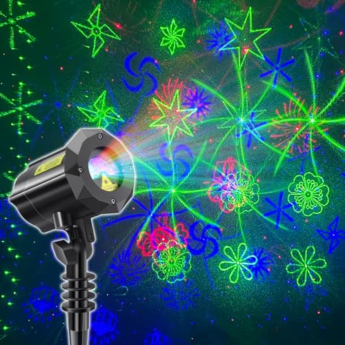 Image of Poeland Christmas Moving Laser Lights, Garden Projector Lights 30 Patterns, Decorative Lights for Indoor, Outdoor, Home, Garden