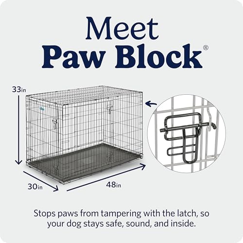 Image of MidWest Homes for Pets 48-Inch iCrate for Extra-Large Breeds, 90-110 lbs, Double Door Folding Dog Crate with Divider Panel, Leak-Proof Tray & Secure Latches, Portable, Durable & Easy to Assemble