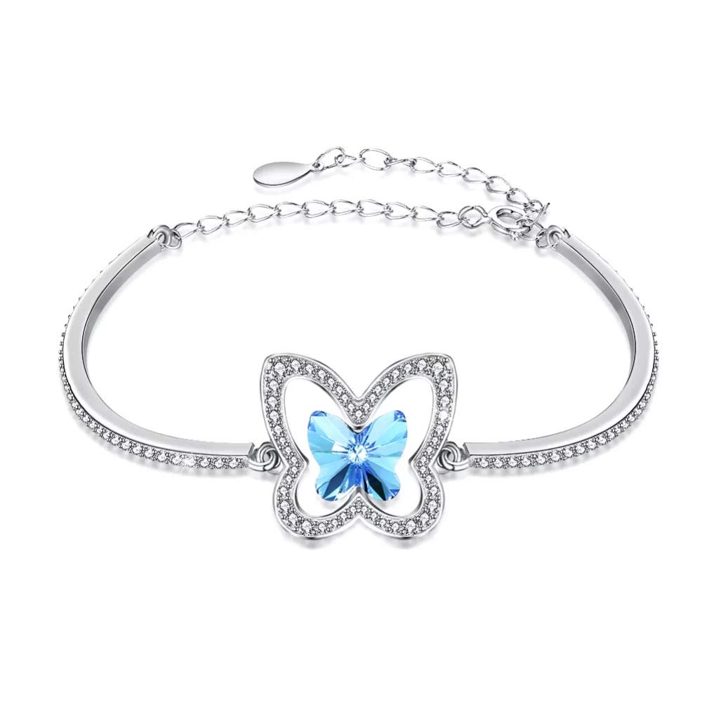 Shining Diva FashionAAA Crystal Platinum Plated Latest Butterfly Bracelet for Women