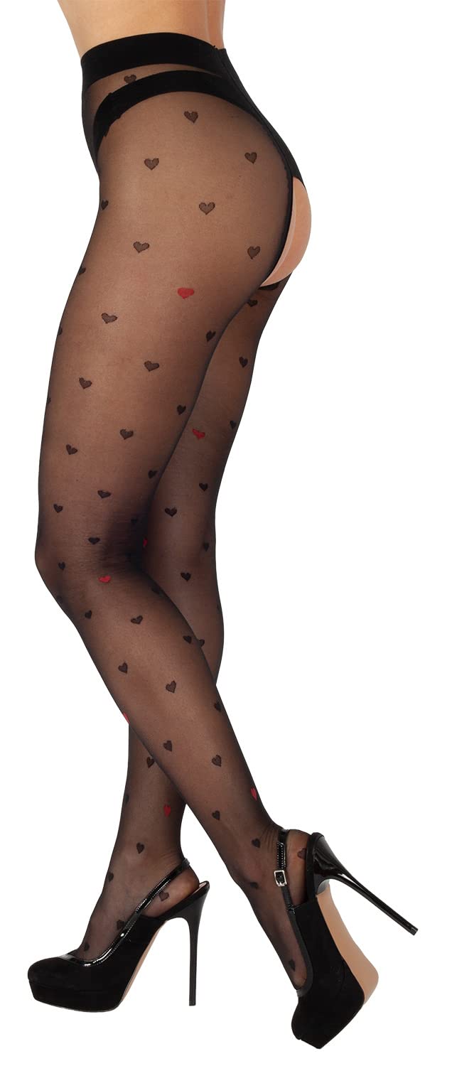 BANANALU Ouvert Strumpfhose mit offenem Schritt und Herzen 20 Den Intimo 20 Fashion Nero M