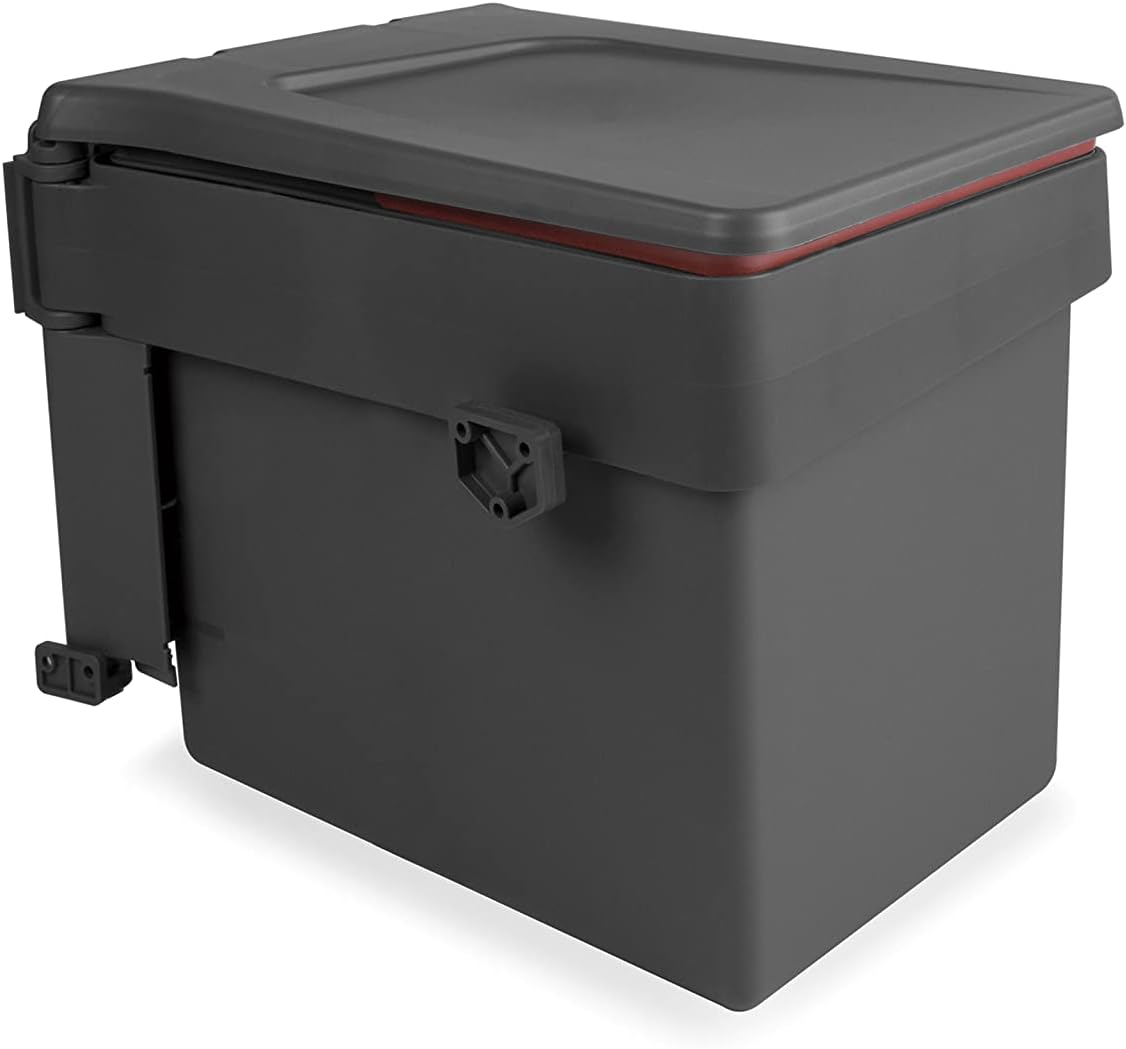Emuca - Built-in Waste bin for Cabinet with Automatic lid, 15 L, Anthracite Grey