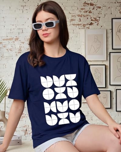 Image of Women's Half Sleeve Oversize Tshirt Graphic Printed Round Neck T-Shirts for Women