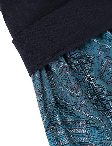 BAISHENGGT Women's Floral Print Elastic Waist Harem Pants X-Large Blue Print