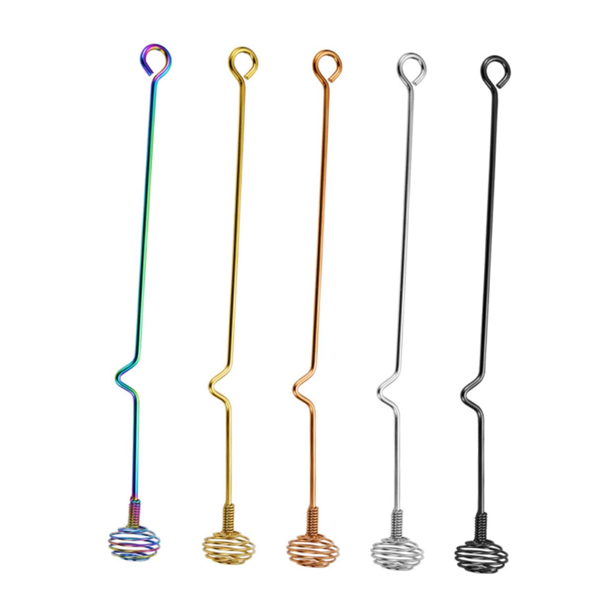 GRIRIW 5pcs Stainless Steel Stirring Rods Reusable Coffee Stir Sticks for Bar Cocktails Tea Honey