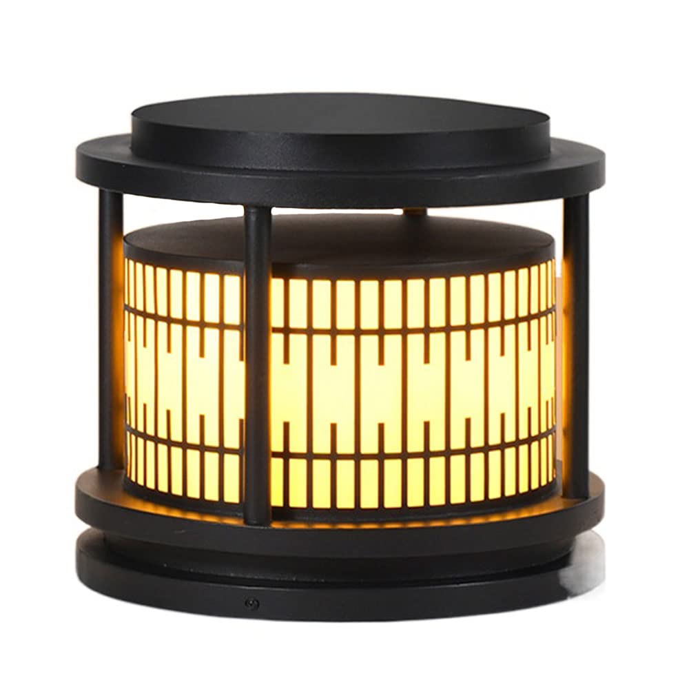 Okrągła Lampa Słupowa, Lampa Ogrodowa, Zewnętrzna Lampa Kolumnowa, Nowoczesna Lampa Kolumnowa Na Cokole W Czarnym Wykończeniu, Kinkiet E27, Patio, Ścieżka, Podjazd,