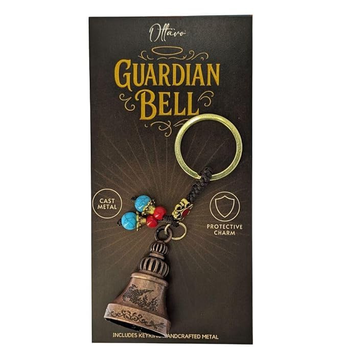 Image of OTTAVO Guardian Bell Keychain, Oxidized Copper, Tibetan Style, 5 cm Height, Good Luck Charm