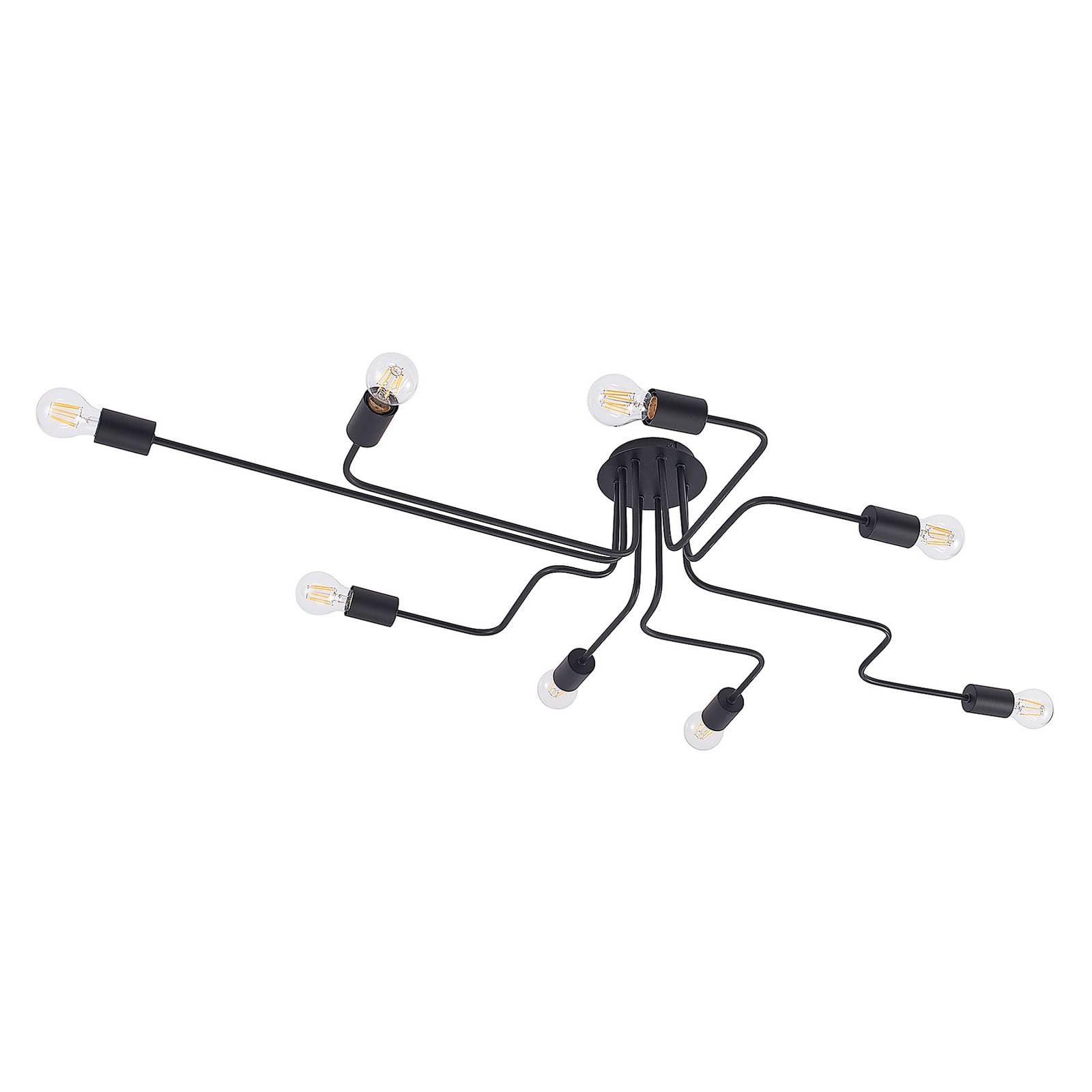 Lindby Black Ceiling Light Elimar Dimmable (Vintage, Antique) In Made Of Metal For E.g. Living Room & Dining (8 Light Sources E27) From Ceiling Lamp