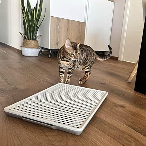 Litter Tray Anti Slip Mat Sifting Design Cat Kitten Paw Clean Large Pad Catcher Waterproof Urine Proof Scatter Control for Cat Toilet Litter Boxes Easy Clean Double-Layer Trapper Grey CatCentre®