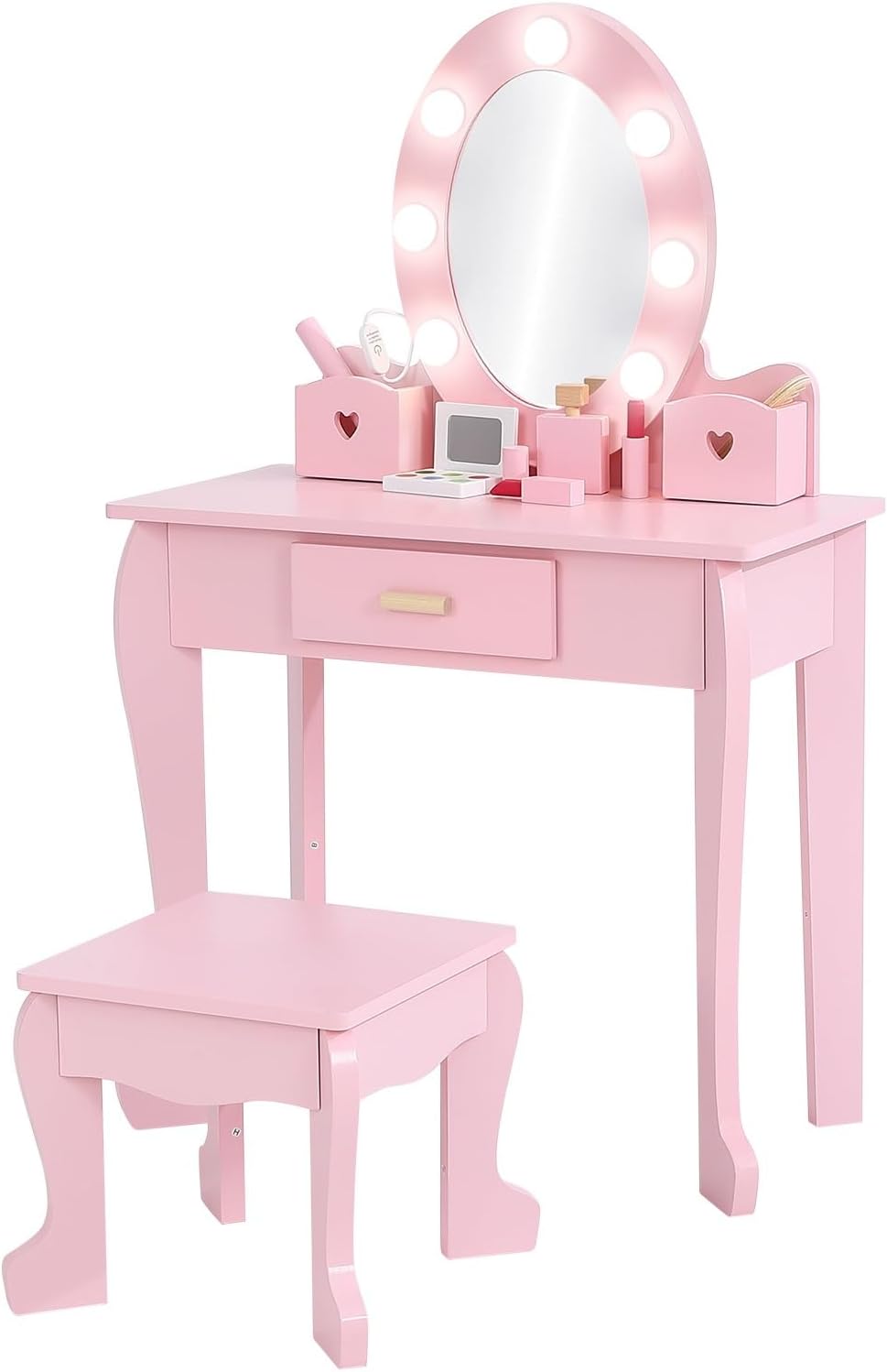 CuisinSmart Kids Vanity Set with Drawer and Stool, Girls
