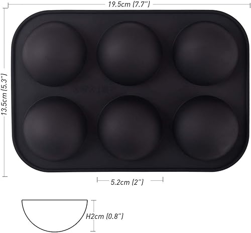 Miniatura 4 de Newk Molde de silicona semiesférica de 6 agujeros, 6 paquetes de 6 cavidades para hacer bombas de chocolate, pasteles, gelatina, pudín, mousse de