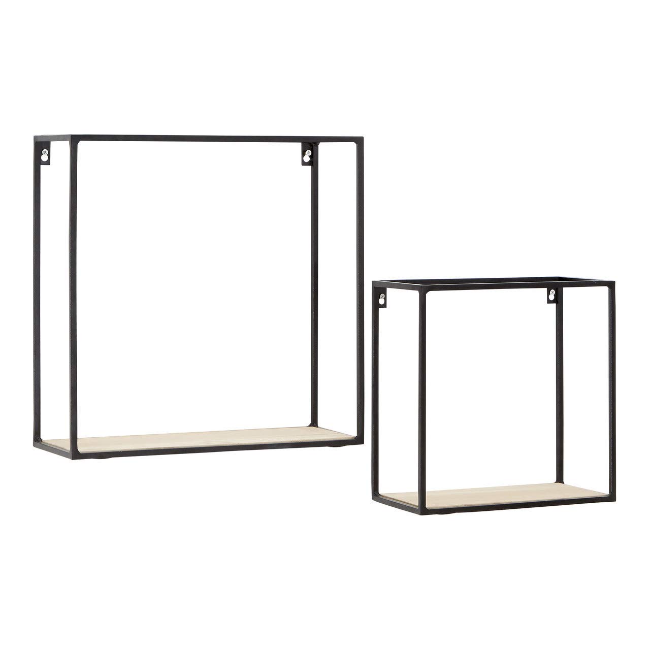 Premier Housewares Light/Black Cuboid Shelves Set Of 2 Square Metal Frame