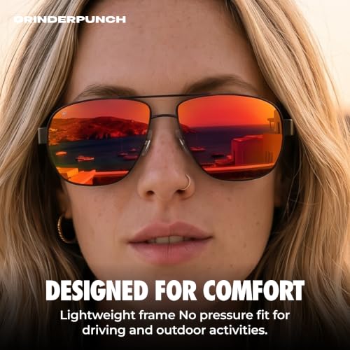Image of grinderPUNCH Polarized Aviator Sunglasses Men Women Retro Vintage Square Pilot Sun Glasses UV400 Protection