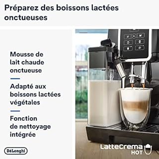 De'Longhi Dinamica Machine a Café Grain ECAM350.50.B, Machine Expresso et Cappuccino, Ecran Tactile, 1.8L, Noir