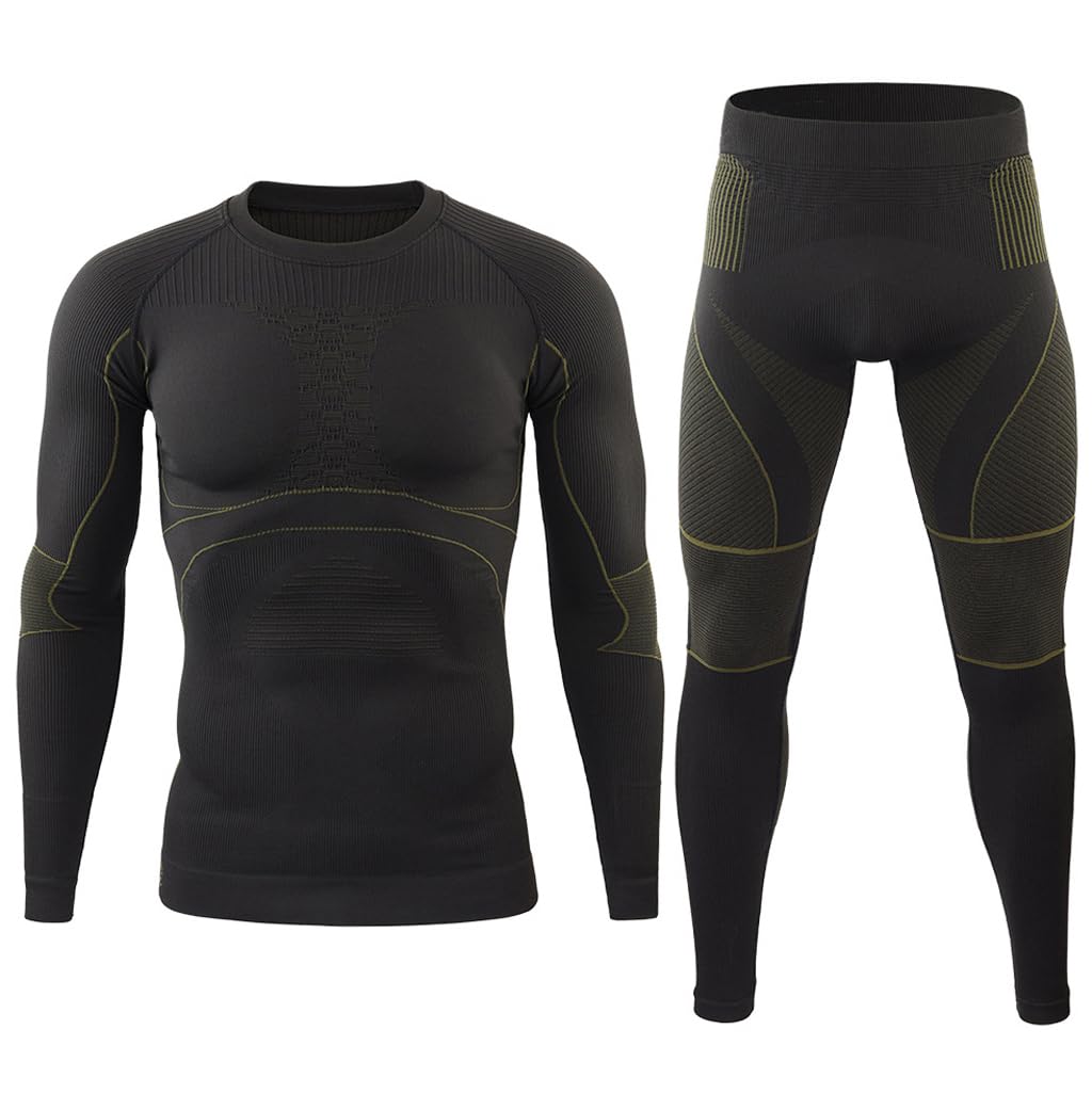 Conjuntos De Ropa Interior Térmica para Hombre Conjunto De Capa Base Sin Costuras Top De Esquí para Entrenamiento Y John Largo