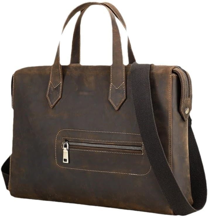 Crazy Horse Cowhide for Men Casual Business Shoulder Computer Bag
