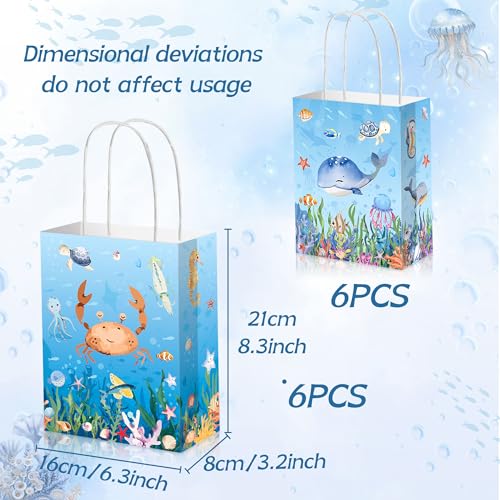 12 PCS Under the Sea Favor HandBags Treat Candy Goodies Bags Ocean Sea Turtle Shark Whale Beach Party Decorations for Baby Shower Birthday Wedding Party Supplies2