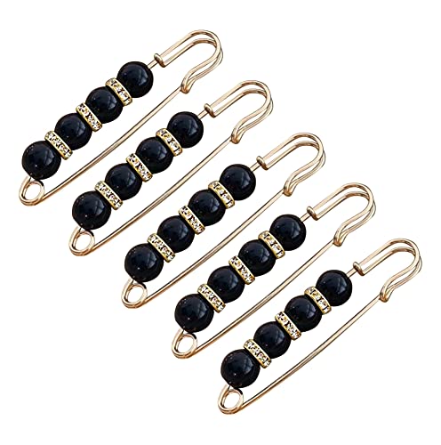 xzatope 5 pièces de broche de perles de mode,Broches en fausses perles avec strass pour rallonger la taille des pantalons pour Femmes Filles Vêtements Pulls Châle Clip Robes Décoration Accessoires Cover