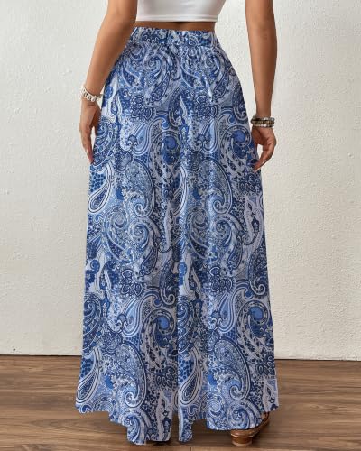 Image of Bsubseach Women Wide Leg Pants Floral Flowy Palazzo Pants